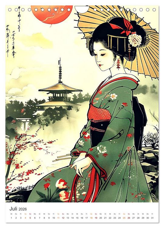 Produktbild: Geisha - Old School Poster Style (Wandkalender 2026 DIN A4 hoch), CALVENDO Monatskalender