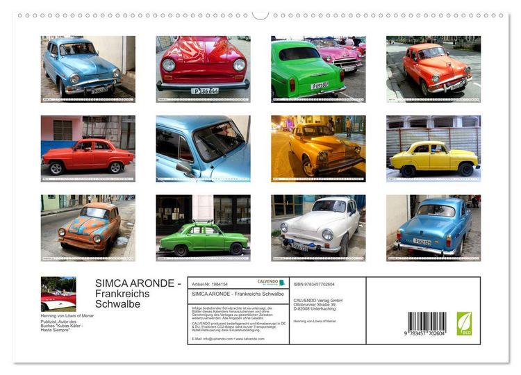 Produktbild: SIMCA ARONDE - Frankreichs Schwalbe (hochwertiger Premium Wandkalender 2026 DIN A2 quer), Kunstdruck in Hochglanz