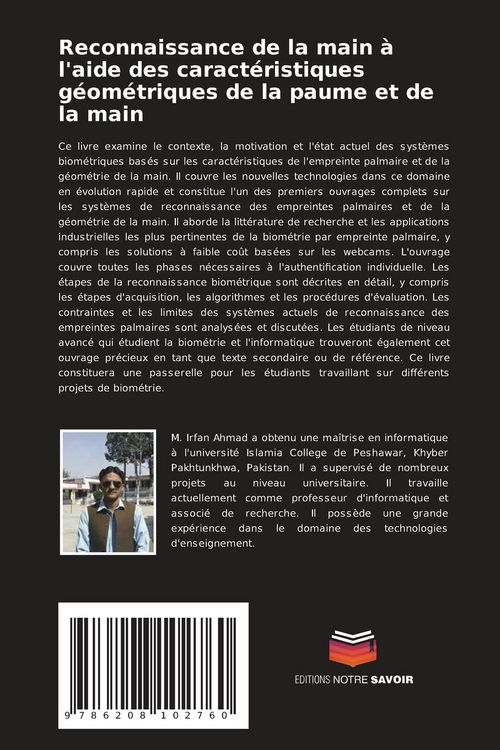 Produktbild: Reconnaissance de la main &agrave; l'aide des caract&eacute;ristiques g&eacute;om&eacute;triques de la paume et de la main