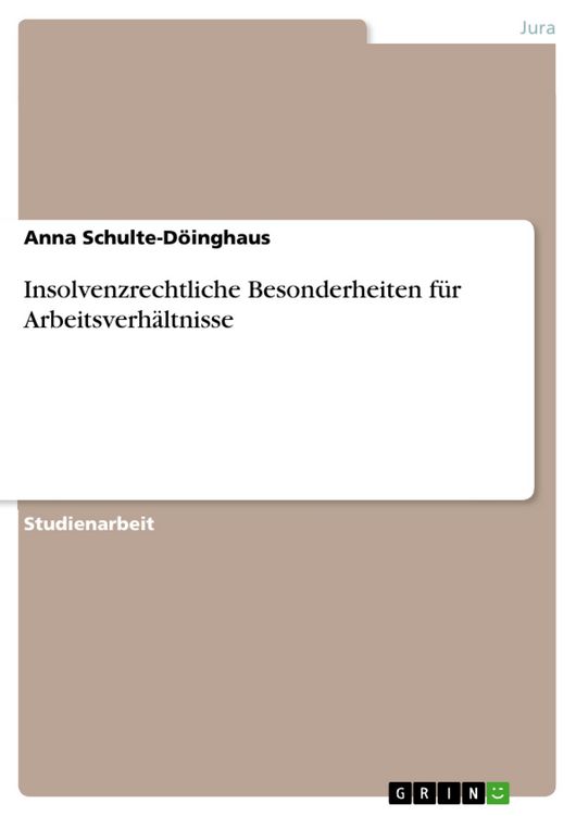 Produktbild: Insolvenzrechtliche Besonderheiten f&uuml;r Arbeitsverh&auml;ltnisse