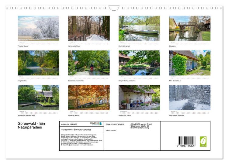 Produktbild: Spreewald - Ein Naturparadies (Wandkalender 2026 DIN A3 quer), CALVENDO Monatskalender