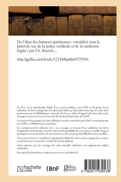 Produktbild: De l'abus des boissons spiritueuses