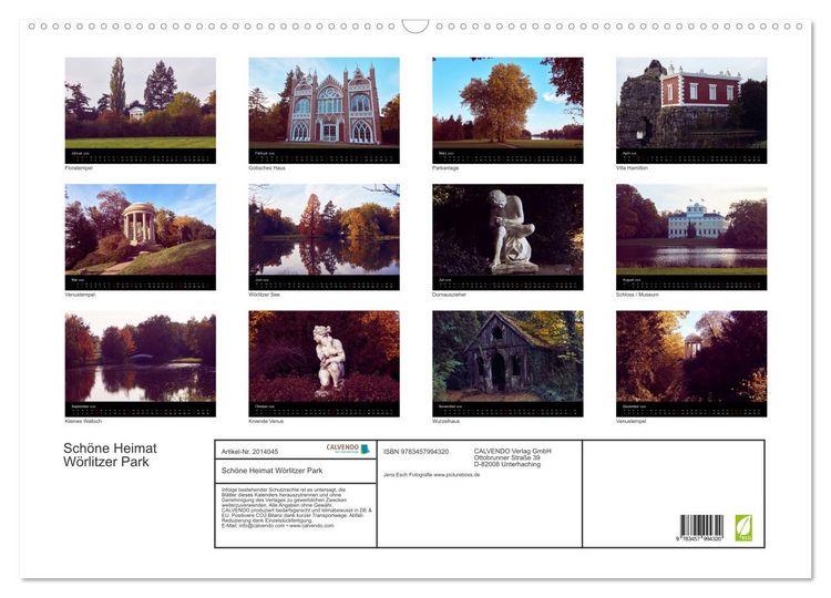 Produktbild: Sch&ouml;ne Heimat W&ouml;rlitzer Park (Wandkalender 2026 DIN A2 quer), CALVENDO Monatskalender