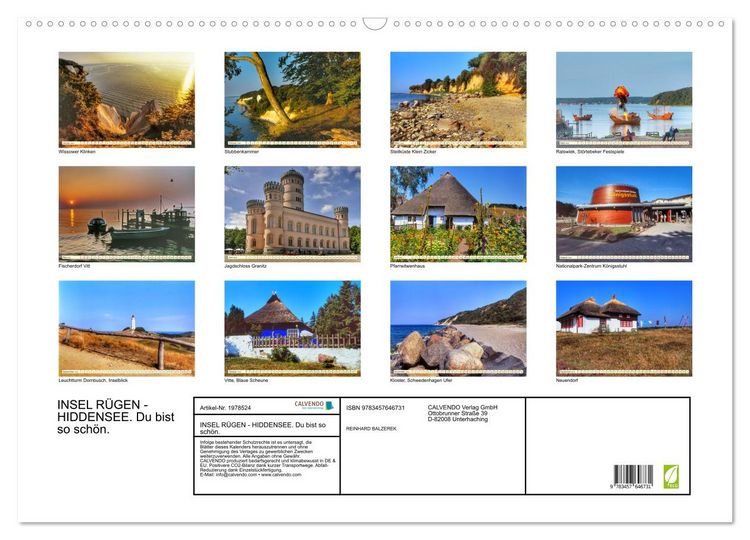 Produktbild: INSEL R&Uuml;GEN - HIDDENSEE. Du bist so sch&ouml;n. (Wandkalender 2026 DIN A2 quer), CALVENDO Monatskalender