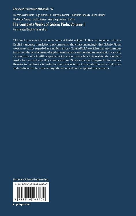 Produktbild: The Complete Works of Gabrio Piola: Volume II