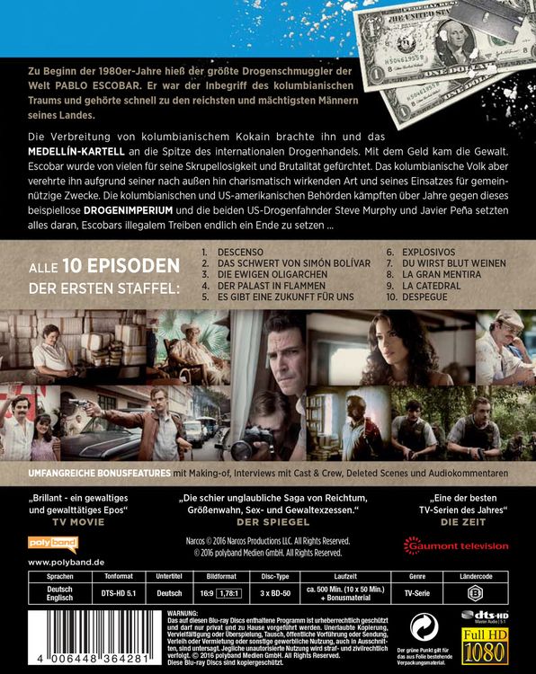 Produktbild: Narcos - Staffel 1 [3 BRs]