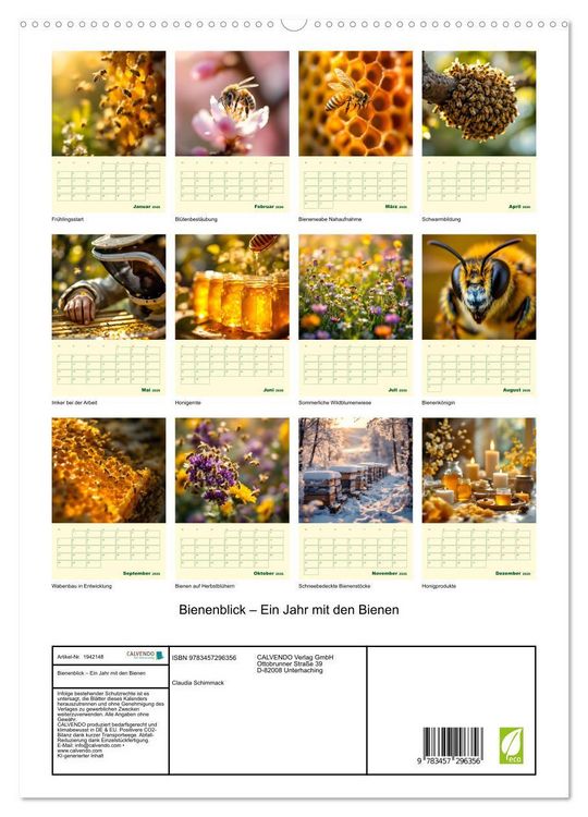 Produktbild: Bienenblick &ndash; Ein Jahr mit den Bienen (hochwertiger Premium Wandkalender 2026 DIN A2 hoch), Kunstdruck in Hochglanz