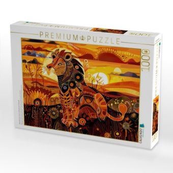 Produktbild: CALVENDO Puzzle Majest&auml;tischer L&ouml;we in afrikanischer Farbwelt | 1000 Teile Lege-Gr&ouml;&szlig;e 64x48cm Foto-Puzzle f&uuml;r gl&uuml;ckliche Stunden