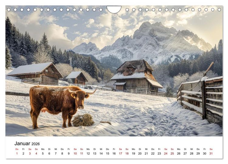 Produktbild: Weidengl&uuml;ck: Ein Jahr unter K&uuml;hen (Wandkalender 2026 DIN A4 quer), CALVENDO Monatskalender