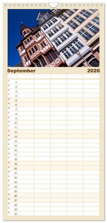 Produktbild: Familienplaner 2026 - Frankfurt am Main - Fassaden mit 5 Spalten (Wandkalender, 21 x 45 cm) CALVENDO