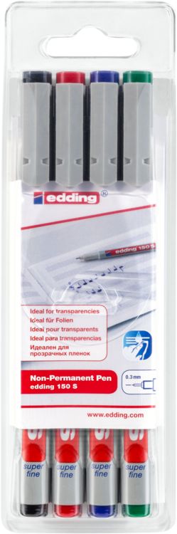 Produktbild: Edding Folienschreiber Non-permanent Pen edding 150 S, 4er Set
