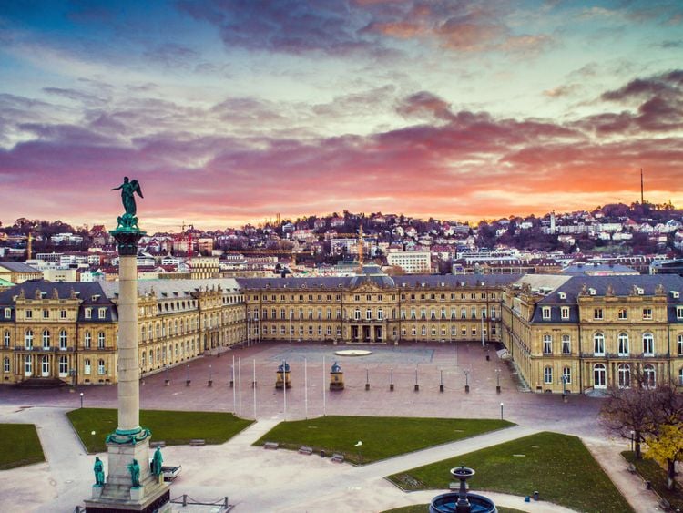 Produktbild: CALVENDO Puzzle Neues Schloss Stuttgart mit Schlossplatz 1000 Teile Lege-Gr&ouml;&szlig;e 64 x 48 cm Foto-Puzzle Bild von Marc Bradley
