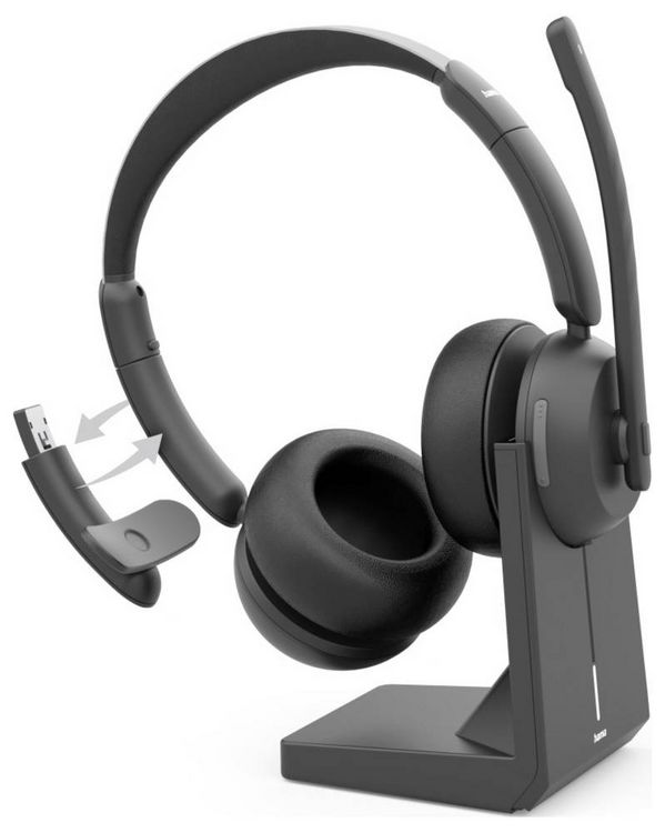 Produktbild: Hama BT-800 On Ear Headset Bluetooth&reg; Stereo Schwarz Headset, inkl. Lade- und Dockingstation Computer