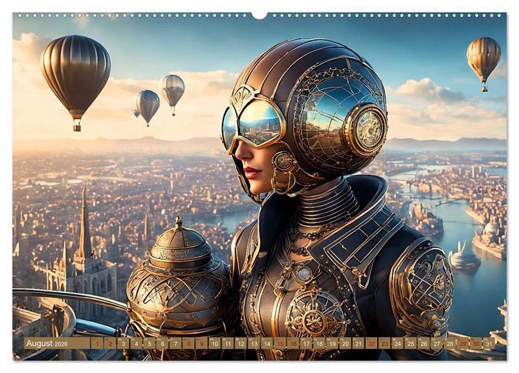 Produktbild: Steampunk - Mensch und Maschine (hochwertiger Premium Wandkalender 2026 DIN A2 quer), Kunstdruck in Hochglanz
