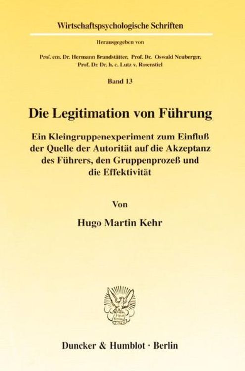 Produktbild: Die Legitimation von F&uuml;hrung.