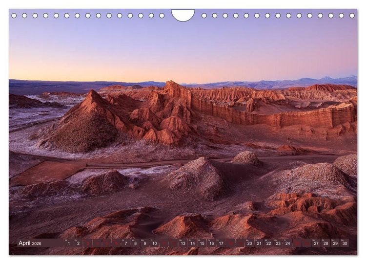 Produktbild: Atacama: Karge W&uuml;ste, m&auml;chtige Vulkane und farbenpr&auml;chtige Lagunen (Wandkalender 2026 DIN A4 quer), CALVENDO Monatskalender