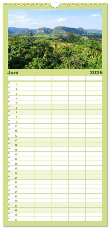 Produktbild: Familienplaner 2026 - Kuba &bull; Impressionen mit 5 Spalten (Wandkalender, 21 x 45 cm) CALVENDO