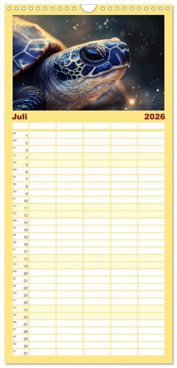 Produktbild: Familienplaner 2026 - Tierische Balance mit 5 Spalten (Wandkalender, 21 x 45 cm) CALVENDO