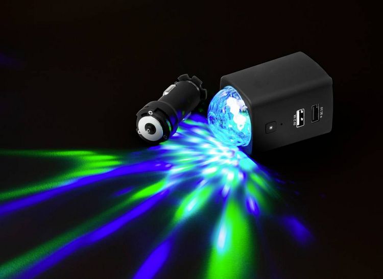Produktbild: Technaxx Disco Mobile-Auto Charger TX-159 Belastbarkeit Strom max.=2.1 A 12/24 V, 5 V &uuml;ber USB