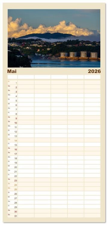 Produktbild: Familienplaner 2026 - Sehnsuchtsh&auml;fen in der Nacht mit 5 Spalten (Wandkalender, 21 x 45 cm) CALVENDO