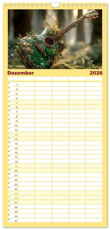 Produktbild: Familienplaner 2026 - Saitenzauber &ndash; Gitarren im Bilderklang mit 5 Spalten (Wandkalender, 21 x 45 cm) CALVENDO