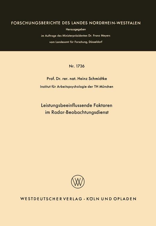 Produktbild: Leistungsbeeinflussende Faktoren im Radar-Beobachtungsdienst