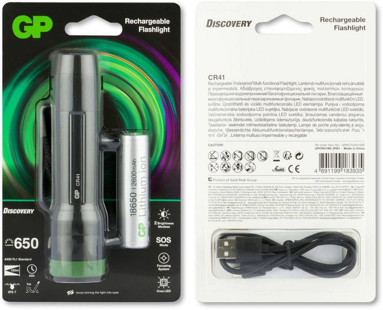 Produktbild: GP Discovery GPDISFLCR41BL935 LED Taschenlampe akkubetrieben 650 lm 40 h 179 g