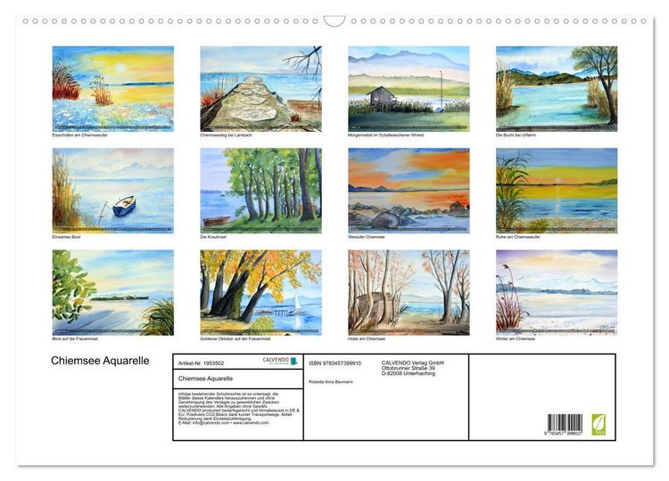Produktbild: Chiemsee Aquarelle (Wandkalender 2026 DIN A2 quer), CALVENDO Monatskalender