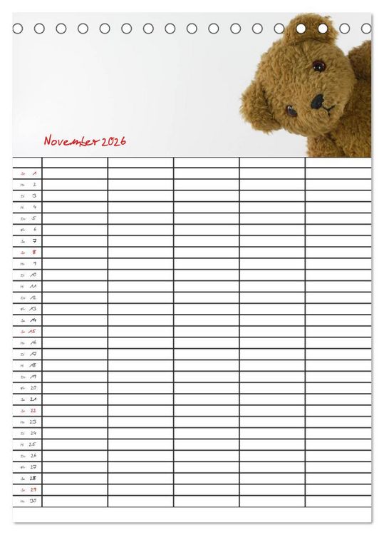 Produktbild: Der Teddyb&auml;ren-Familienplaner (Tischkalender 2026 DIN A5 hoch), CALVENDO Monatskalender