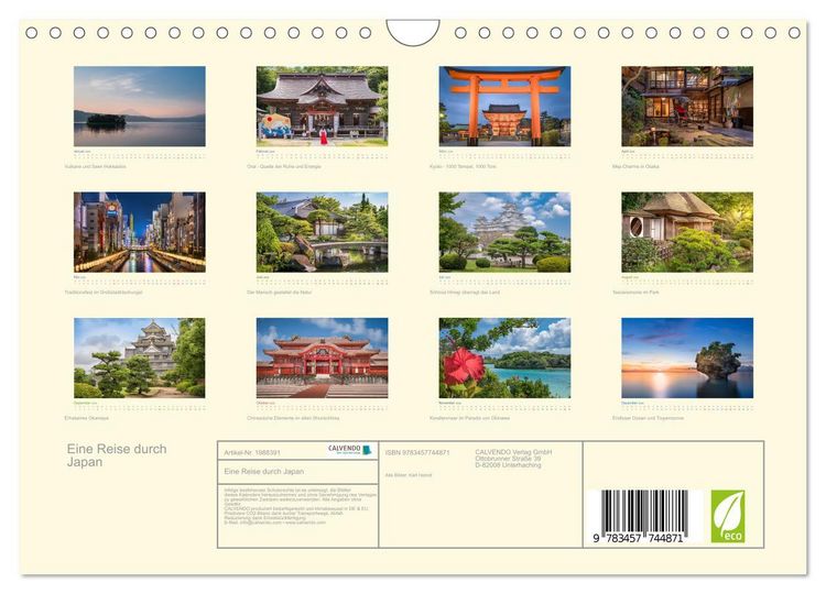 Produktbild: Eine Reise durch Japan (Wandkalender 2026 DIN A4 quer), CALVENDO Monatskalender