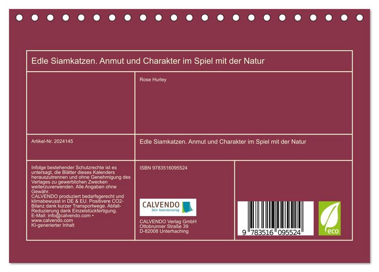 Produktbild: Edle Siamkatzen. Anmut und Charakter im Spiel mit der Natur (Tischkalender 2026 DIN A5 quer), CALVENDO Monatskalender