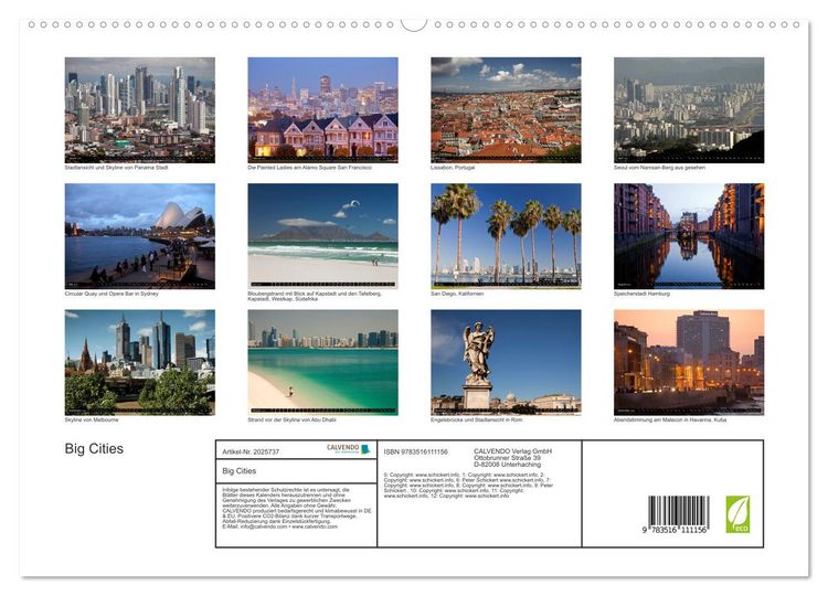 Produktbild: Big Cities (hochwertiger Premium Wandkalender 2026 DIN A2 quer), Kunstdruck in Hochglanz