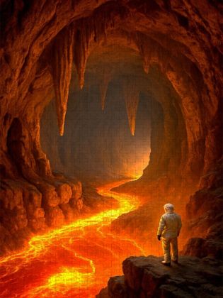 Produktbild: CALVENDO Puzzle Lavastr&ouml;me in einer H&ouml;hle | 1000 Teile Lege-Gr&ouml;&szlig;e 64x48cm Foto-Puzzle f&uuml;r gl&uuml;ckliche Stunden