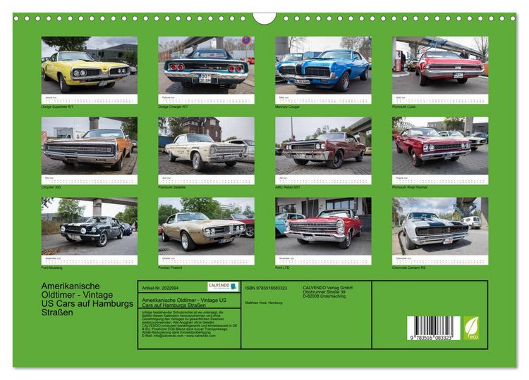 Produktbild: Amerikanische Oldtimer - Vintage US Cars auf Hamburgs Stra&szlig;en (Wandkalender 2026 DIN A3 quer), CALVENDO Monatskalender