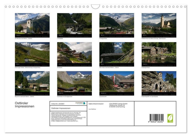 Produktbild: Osttiroler Impressionen (Wandkalender 2026 DIN A3 quer), CALVENDO Monatskalender