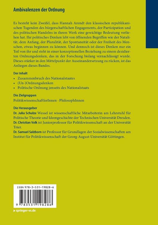 Produktbild: Ambivalenzen der Ordnung