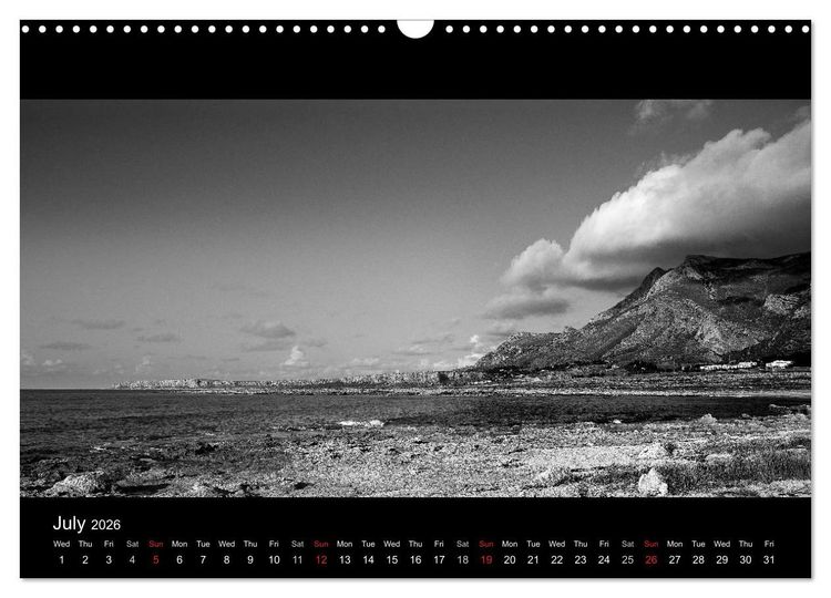 Produktbild: Black and White Sicily (Wall Calendar 2026 DIN A3 landscape), CALVENDO 12 Month Wall Calendar