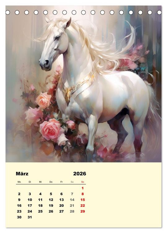 Produktbild: Pferde im romantischen Barockstil (Tischkalender 2026 DIN A5 hoch), CALVENDO Monatskalender