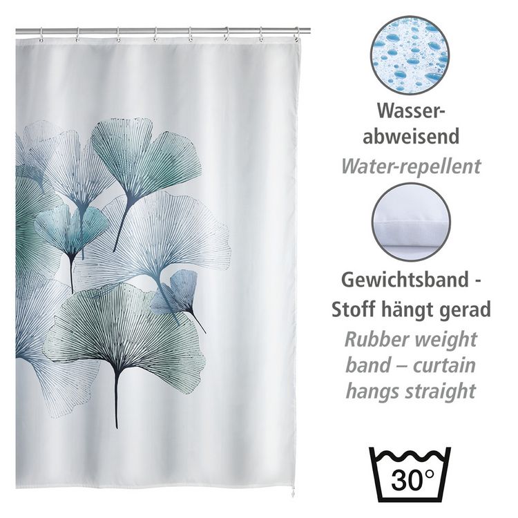 Produktbild: Anti-Schimmel Duschvorhang Mod. Ginkgo, antibakteriell beschichtet