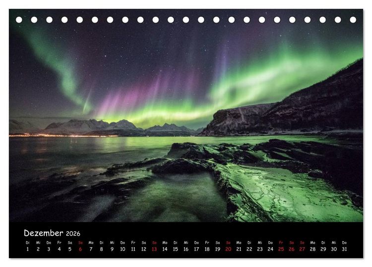 Produktbild: Nordlichtkalender (Tischkalender 2026 DIN A5 quer), CALVENDO Monatskalender