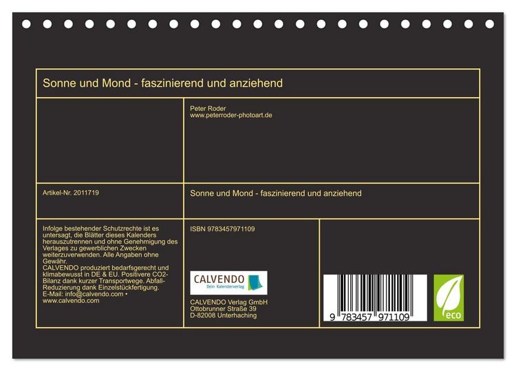 Produktbild: Sonne und Mond - faszinierend und anziehend (Tischkalender 2026 DIN A5 quer), CALVENDO Monatskalender