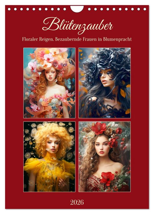 Produktbild: Bl&uuml;tenzauber. Floraler Reigen. Bezaubernde Frauen in Blumenpracht (Wandkalender 2026 DIN A4 hoch), CALVENDO Monatskalender