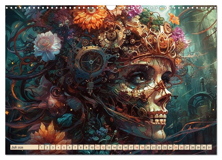 Produktbild: Floraler Steampunk (Wandkalender 2026 DIN A3 quer), CALVENDO Monatskalender