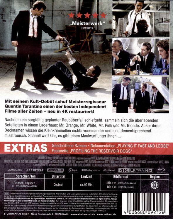 Produktbild: Reservoir Dogs (4K Ultra HD+Blu-ray)