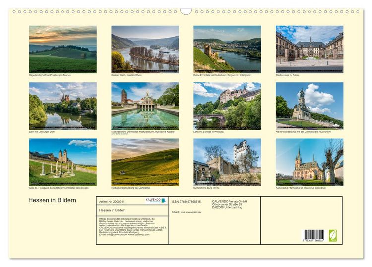 Produktbild: Hessen in Bildern (Wandkalender 2026 DIN A2 quer), CALVENDO Monatskalender