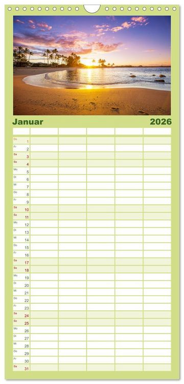 Produktbild: Familienplaner 2026 - Hawaii Traumziel mit 5 Spalten (Wandkalender, 21 x 45 cm) CALVENDO
