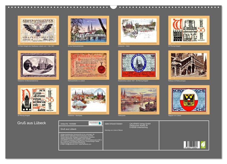 Produktbild: Gru&szlig; aus L&uuml;beck (Wandkalender 2026 DIN A2 quer), CALVENDO Monatskalender