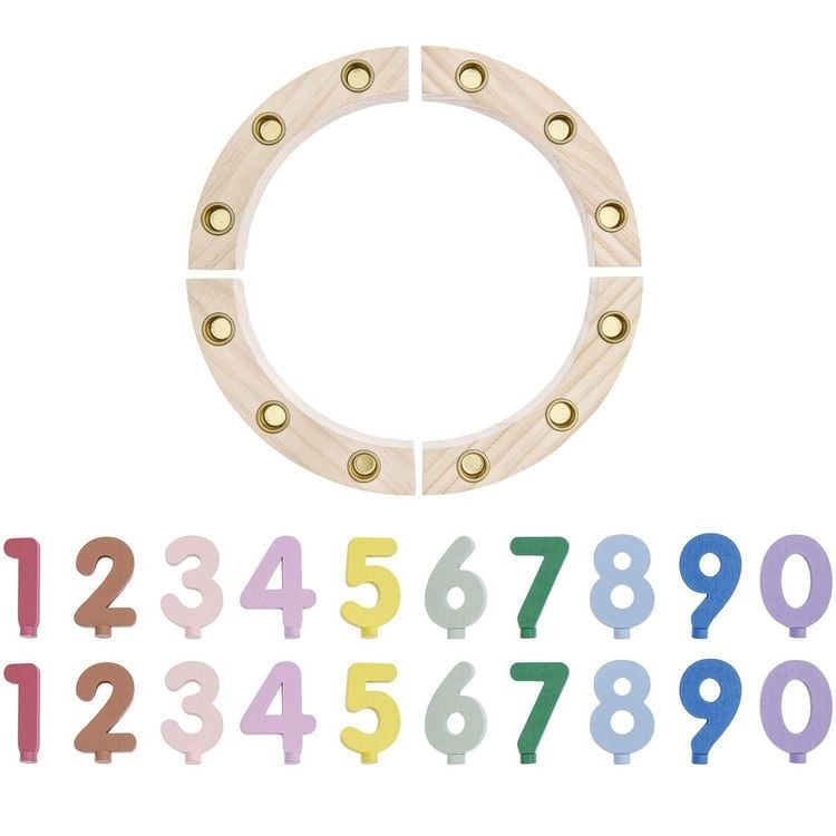 Produktbild: Premium Set Holzring aus Kiefernholz mit Holzzahlen, bunt