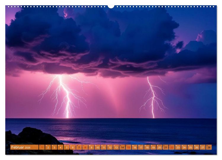 Produktbild: Mega-Blitze (hochwertiger Premium Wandkalender 2026 DIN A2 quer), Kunstdruck in Hochglanz