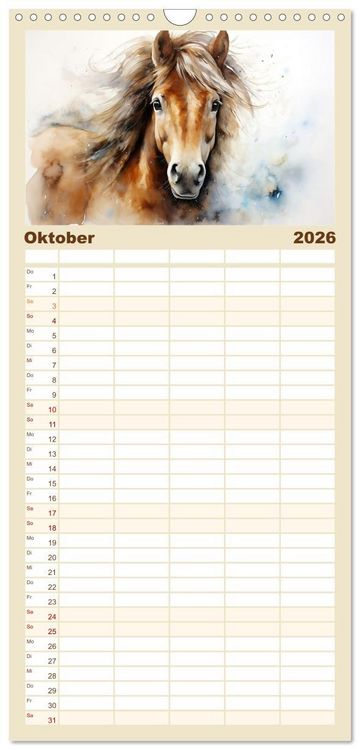 Produktbild: Familienplaner 2026 - Kraftpakete in Aquarell mit 5 Spalten (Wandkalender, 21 x 45 cm) CALVENDO